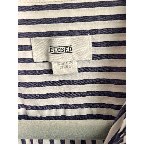 Closed 100% Cotton Striped Long Sleeve Button-Up Shirt White/Blue Women's Size - Picture 4 of 7